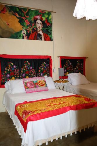 Postel nebo postele na pokoji v ubytování Atelier Oaxaca