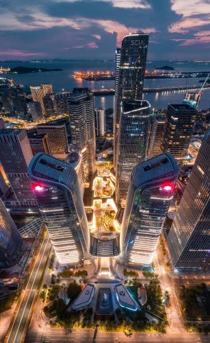 Nespecifikovaný výhled na destinaci Šen-čen nebo výhled na město při pohledu z hotelu