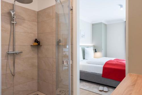 Et badeværelse på Apartmenthaus Resort Kranichsruh