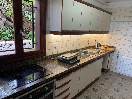 een keuken met een spoelbak en een aanrechtblad bij Esperanza in Tacoronte