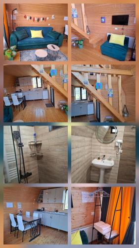 a collage of photos of a bedroom and a room at Emotion Kazbegi in Kazbegi