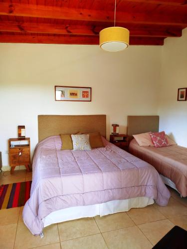 een slaapkamer met twee bedden in een kamer bij Amaru Apart in Cafayate