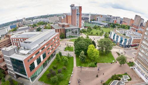 an aerial view of a city with buildings at Conference Aston Hotel - Birmingham City in Birmingham