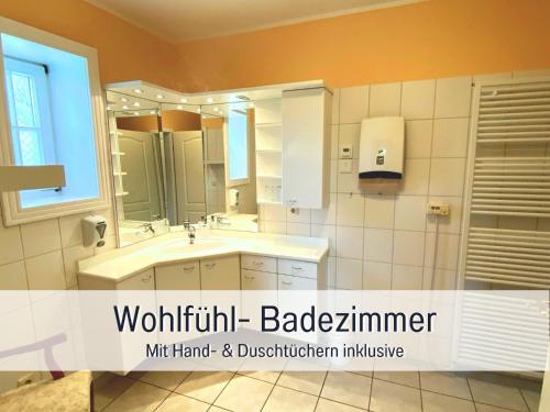 Koupelna v ubytování elbe511ferienzuhause Ruheoase im Grünen