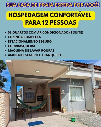 a flyer for a house with a picture of a house at Casa de Praia do Adriano in Itapoa