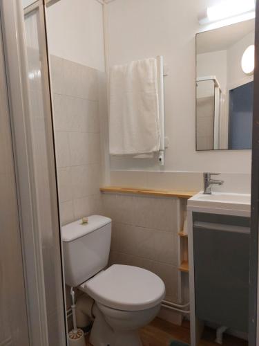 un bagno con un water e un lavandino di Paisible a Les Pieux