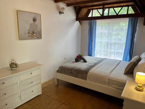 Un dormitorio con una cama y una cómoda y una ventana. en CASA VIP l, en Puyo