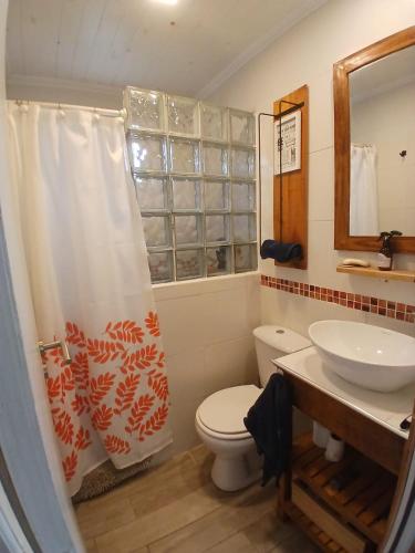 a bathroom with a toilet and a sink at TerraNostra in Mar de Cobo