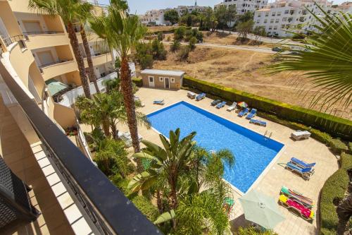 an overhead view of a swimming pool and palm trees at C02 - Luxury 3 Bed With Pool View in Lagos