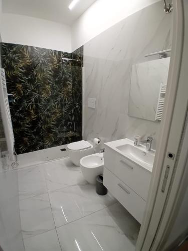 バルレッタにあるIl Don Giovanni Roomのトイレと洗面台を備えた白いバスルーム