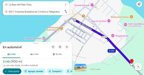 a map of the approximate location of a crash in ontario at La Base del Plata Tibau in Tibau do Sul
