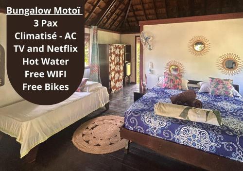 Postel nebo postele na pokoji v ubytování Pension Hibiscus Taha'a