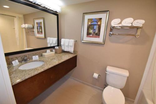 a bathroom with a sink and a toilet and a mirror at Best Western Athens in Athens