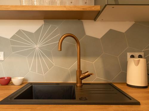 een aanrecht met een kraan bij Geidorf Residenz - Serviced Apartments & Parking in Graz