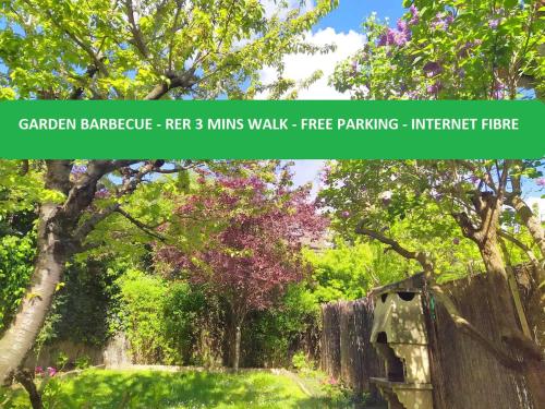 Garden house, parking, 3 mins RER, 1km Paris