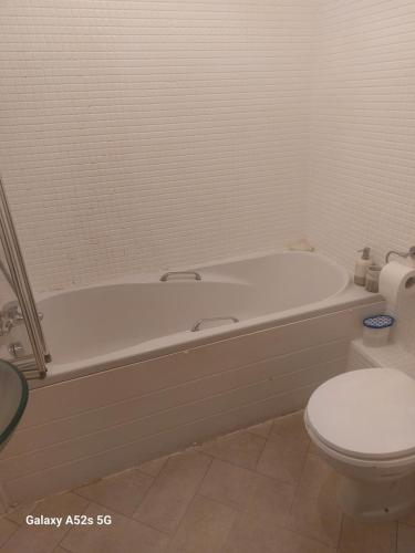 a bathroom with a white tub and a toilet at Aphrodite in Birmingham