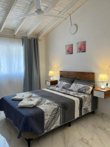 a bedroom with a large bed and two lamps at Artin House Mendoza in Ciudad Lujan de Cuyo