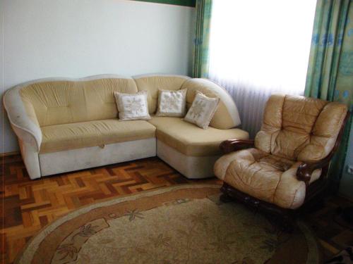 a living room with a couch and a chair at Home for Guests Lakštingala in Šiauliai