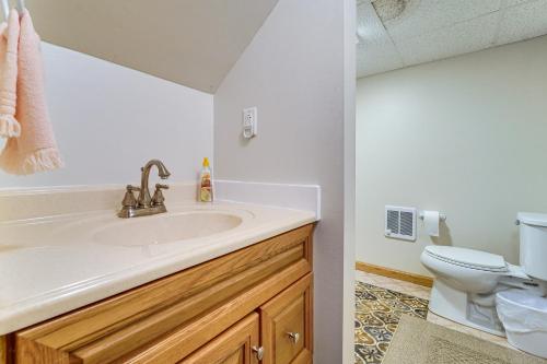 ClaysburgRoaring Spring Horse Farm Getaway with Game Room的带水槽和马桶的浴室