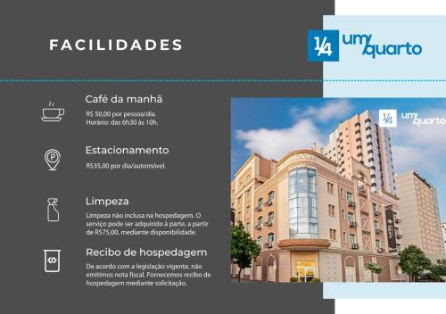 een brochure voor een hotel met een gebouw bij Manhattan Floor in Curitiba