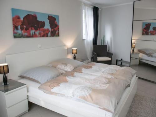 Ένα ή περισσότερα κρεβάτια σε δωμάτιο στο Moselle Castle View, Koblenz Dieblich