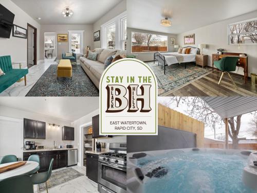 a collage of photos of a living room and a kitchen at Centrally Located Fire-Pit Large Private Backyard in Rapid City
