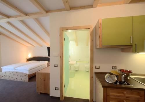 Col di VillaResidence Alpenrose的一间有床和浴室的小房间