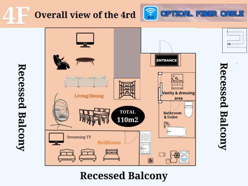 an overview view of the floor of an apartment at Mezon Max Rycom in Takahara