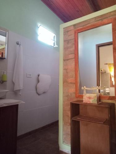 a bathroom with a mirror and a sink at UNSER TRAUM in Concordia