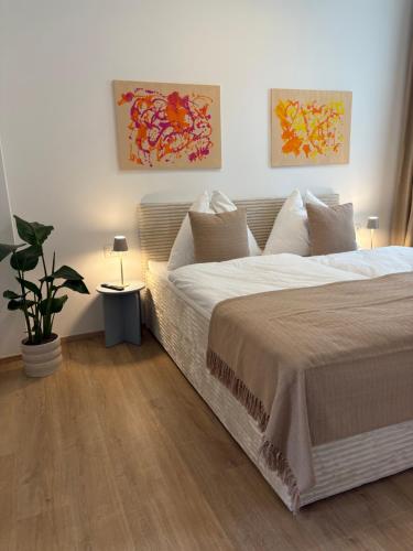 Ένα ή περισσότερα κρεβάτια σε δωμάτιο στο Modern apartment in Ferlach