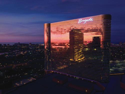 a rendering of a jp morgan building at night at MGM Tower at Borgata in Atlantic City