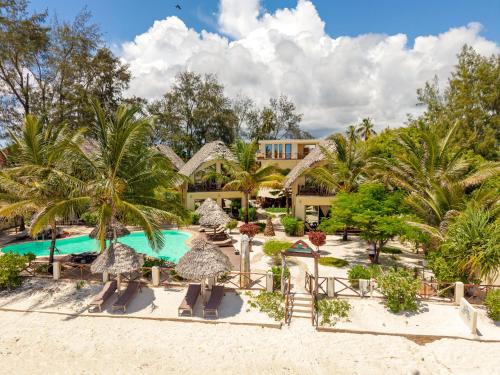an aerial view of the resort with a swimming pool at Clove Island Villas & Spa in Makunduchi