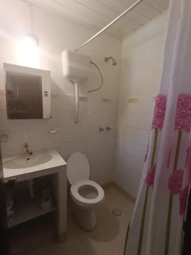 a bathroom with a toilet and a sink at Casa de Amelia (Punta Rubia) in La Pedrera