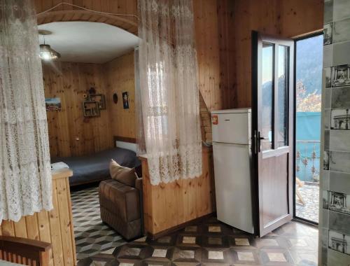 una cucina con frigorifero e un divano in camera di Green Nest Tba a Itʼkhvisi