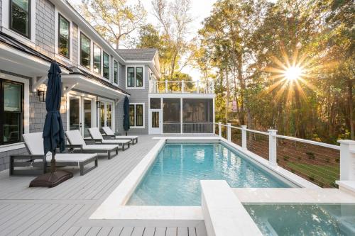 a house with a swimming pool on a deck at 3151 Baywood Drive in Seabrook Island