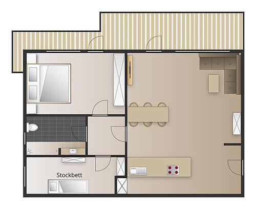een plattegrond van een huis bij Haus Ideal 3-Raum-Wohnung edelWEISS in Fischen