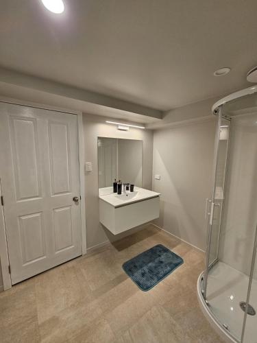 un bagno con lavandino e doccia di Guest suite Sleeps 4 a New Plymouth