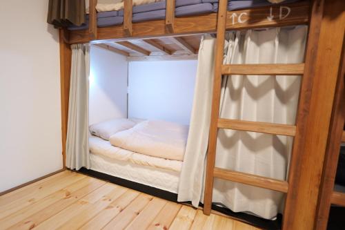 a bedroom with a bunk bed and a ladder at yol Guesthouse ヨルゲストハウス in Takeo