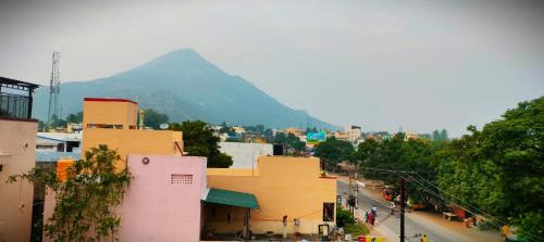 Cảnh núi rừng hoặc tầm nhìn ra núi từ nhà khách