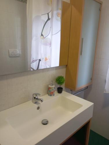 a bathroom with a white sink and a mirror at Carinissimo vicino a Venezia in Jesolo