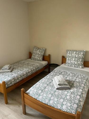 a room with two beds at Appartement 3 Pièces, Neuvecelle in Neuvecelle