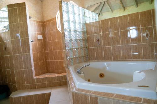 un ampio bagno con vasca e doccia di Marzalea - by ZenBreak a Saint James