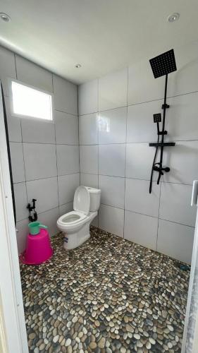a bathroom with a toilet and a camera on the wall at Villa Celyn Dieng2 in Diyeng