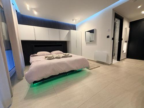 a bedroom with a large bed in a room at Soft Touch House in Strasbourg