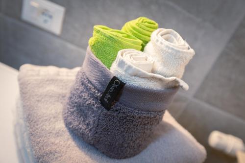 a pair of socks sitting on top of a towel at Trieste Sea Life in Trieste