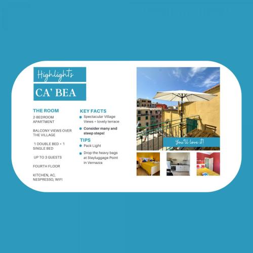 a screenshot of a cell phone with a csa bella menu at Ca' Bea Apartment with AC and Terrace in Vernazza