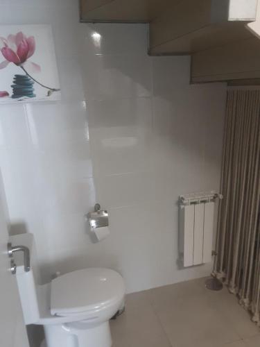 a bathroom with a toilet with a painting on the wall at Entrecuevas - Rural Accommodation in Arredondo