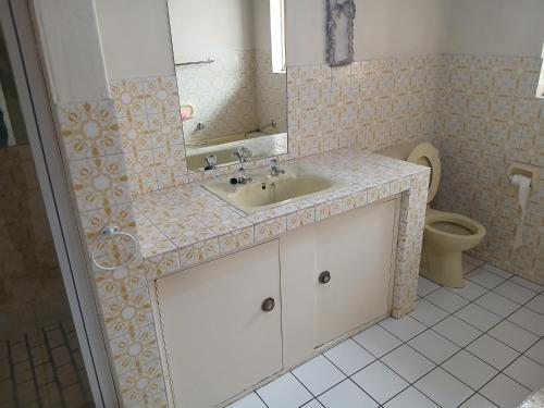 een badkamer met een wastafel en een toilet bij Shivon Vaal Guest House in Vanderbijlpark
