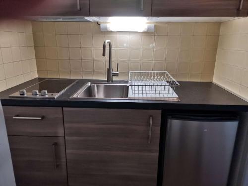 a kitchen counter with a sink and a dishwasher at Studio cabine cosy 5 pers, près des pistes, parking inclus - FR-1-404-16 in La Mongie