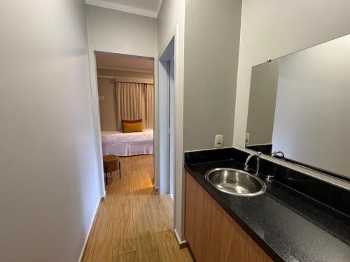 Kuchyň nebo kuchyňský kout v ubytování Ecoblue Resort Avaré